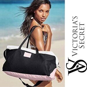Victoria's Secret | Black & White Duffle Gym Bag Weekender Tote | One Size